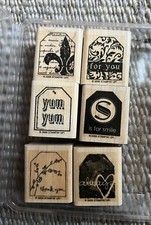 Stampin' Up "Too Terrific Tags" Wood Mounted Rubber Stamps Set of 6, 2006