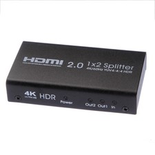 UHD 4K 60Hz HDMI 2.0 Repeater Amplifier Splitter Box Hub HDR 1080P 1x2 1In 2Out