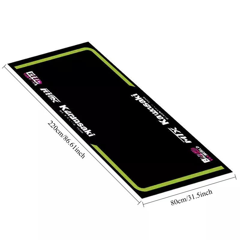 Parking Mat for Kawasaki Motorcycle Bike Garage Floor Washable Carpet 220x 80cm - Image 2 of 3