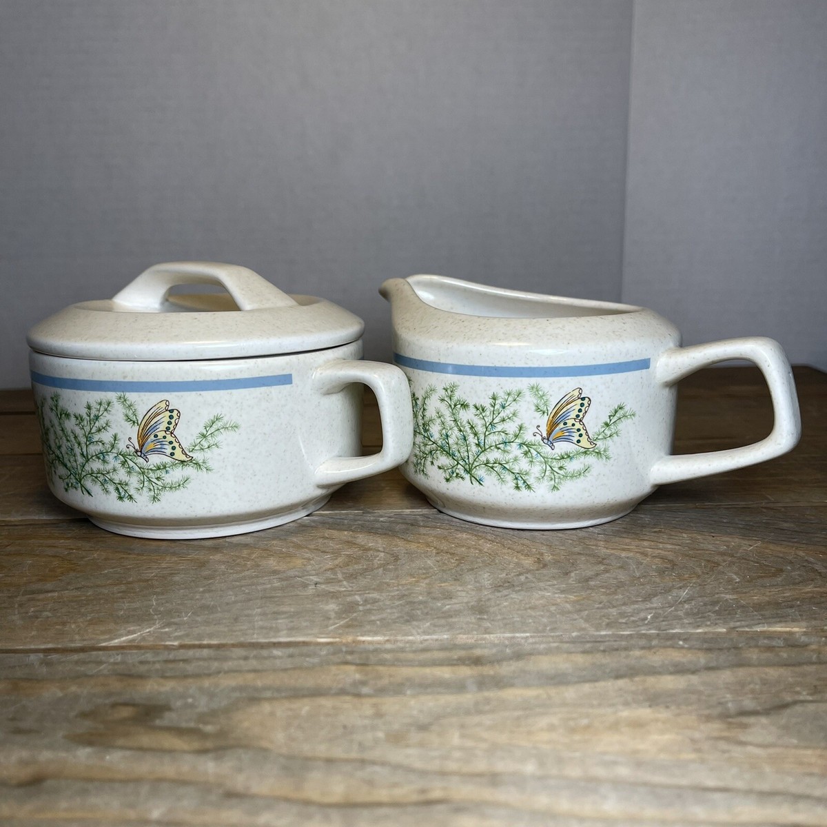 Lenox Temper-Ware Fancy Free Cream Sugar With Lid Butterfly