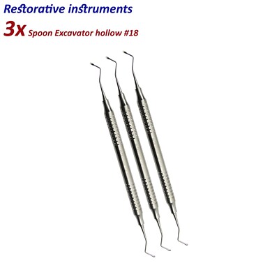 3er Set Zahnrestaurationslöffel Bagger Fig.18 Hohl Karies Entferner