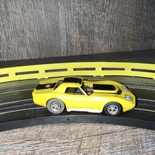 HO Scale Slot Car, AFX Yellow w/ Black Stripe Corvette - 1703 - WORKS GREAT 