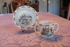 Royal Dalton 1936 Vintage Bunnykins Baby Bowl & Double Handled Cup Albion Shape