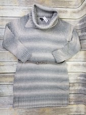 The Limited Knit Turtleneck Dress Womens Size XXL Beige Gray Belted New