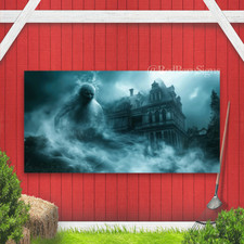 Spooky Haunted house banner sign