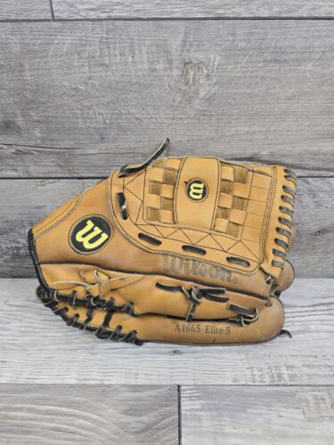 Vintage 13" Wilson A1665 Elite 5 Leather Baseball Glove Elite Series Model RHT