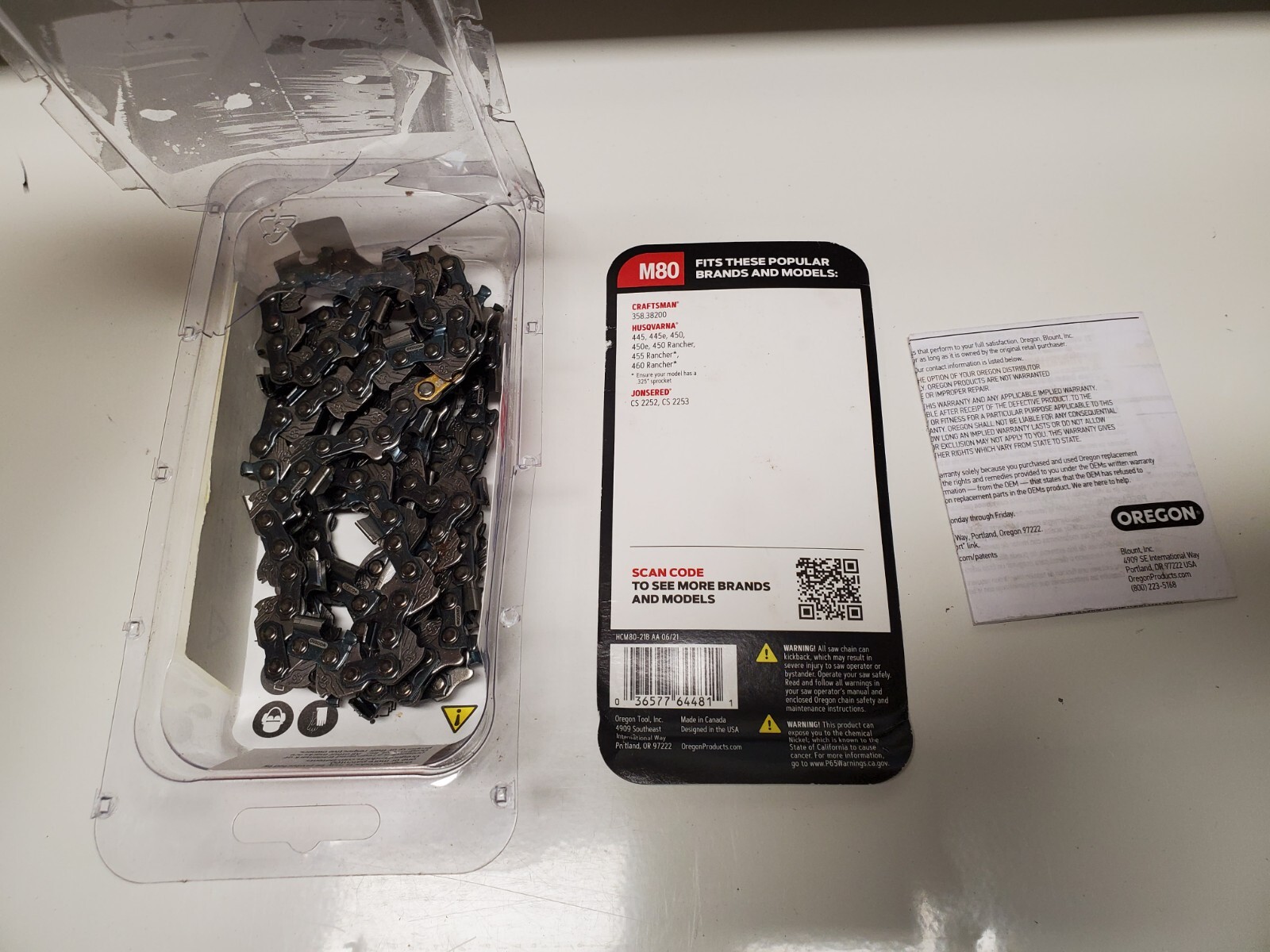 Oregon M8021 M80 Chainsaw Chain for 20" Bar Fits Husqvarna, Craftsman