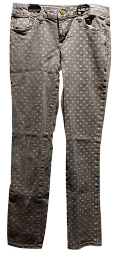 Gap Kids Super Skinny Girls Jeans Gray With White Hearts, Adjustable Waistband