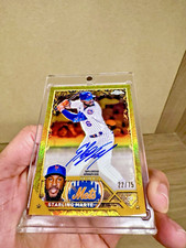 2023 Topps Gilded Collection Gold Etch Yellow /75 Starling Marte #CGA-SM Auto