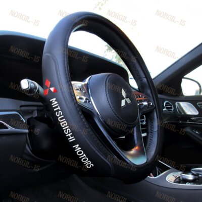 New Faux Leather For MITSUBISHI Black 15'' Diameter Car Auto Steering Wheel Cover