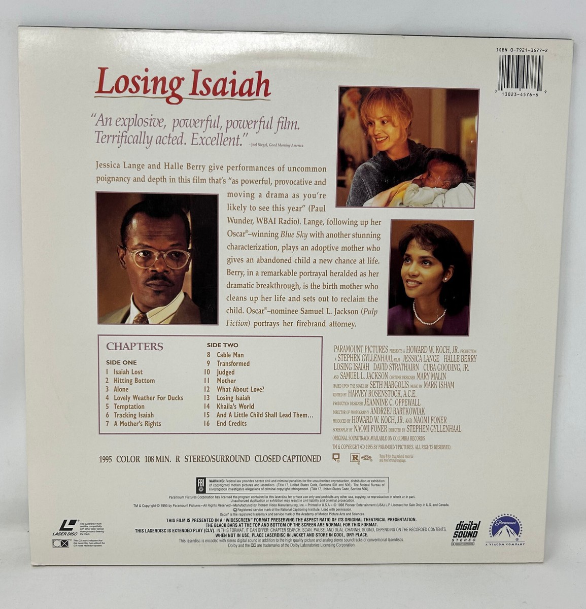 フェイシズ　　　レーザーディスク　　　　rivinBG Losing Isaiah Laserdisc LV32836-WS Widescreen LD Jessica Lange