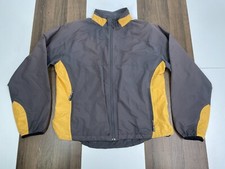 Asics Mens Size L Gray Windbreaker Jacket Coat Duotech Semi Fitted Full Zip High