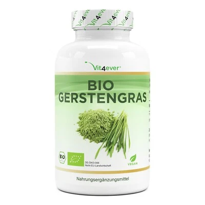 Bio Gerstengras - 365 Kapseln (V) á 500 mg junges Gerstengras-Pulver Hochdosiert
