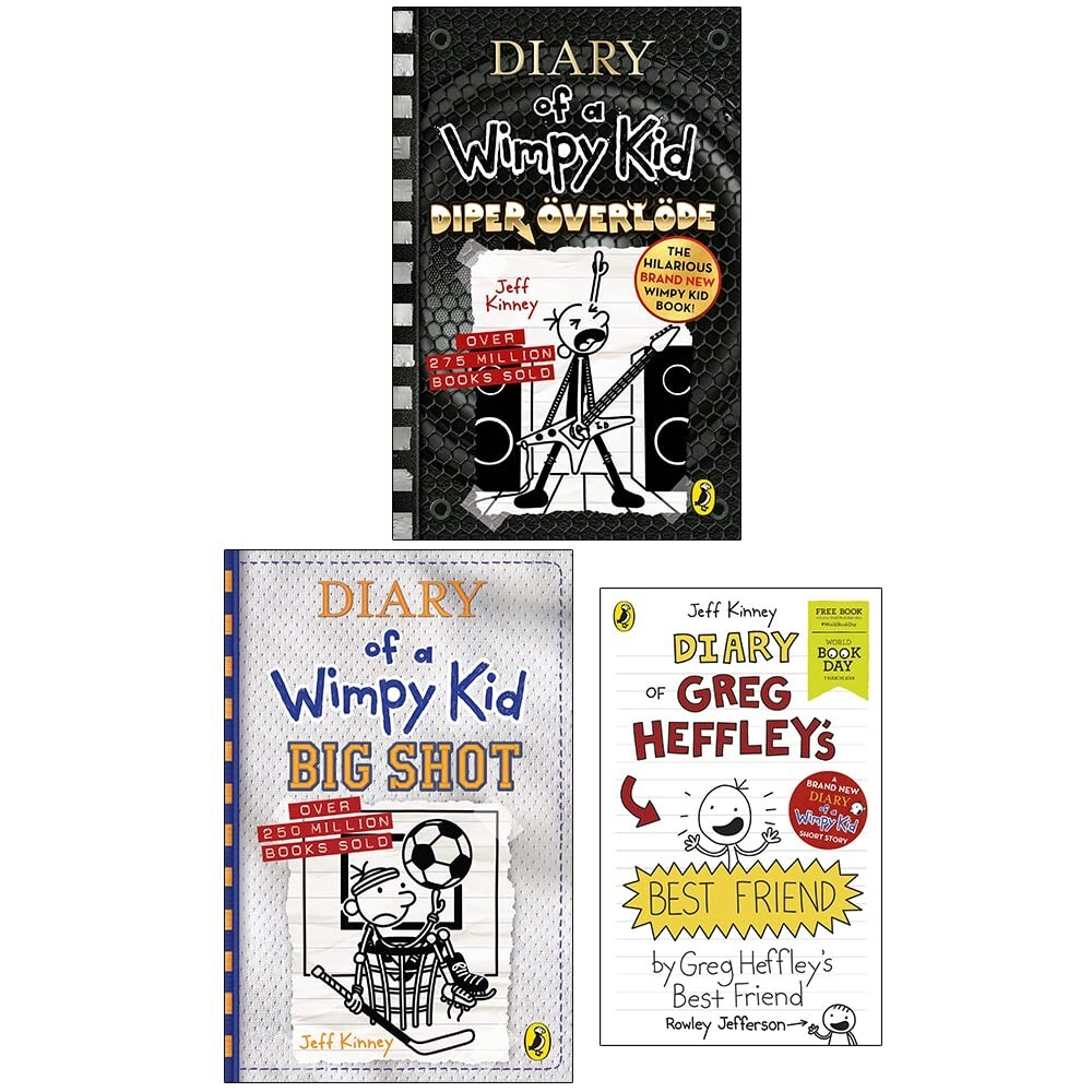 Diary of a Wimpy Kid Collection 3 Books Set By Jeff Kinney Diper Överlöd , Big