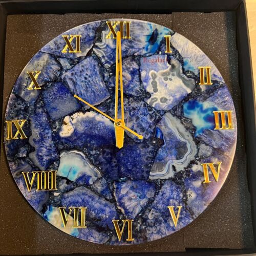Agate Wall Clock - Blue Gemstone Occasional Gifts - Picture 2 of 6