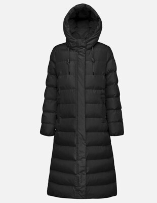 Geox Anylla Maxi Long Parka Black In Womans Size UK 6 BRAND NEW