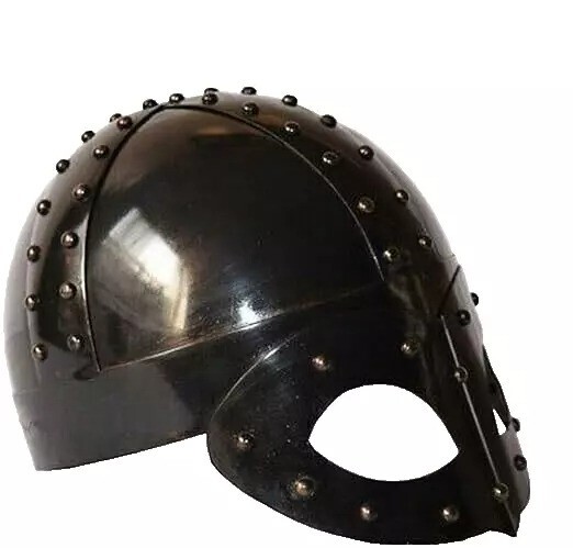 Black Plated Antique Medieval Viking Mask Helmet SCA LARP Re