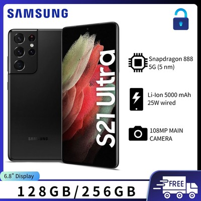 NEU Samsung Galaxy S21 Ultra 5G SM-G998U 128/256GB Handy Smartphone Black/Silver