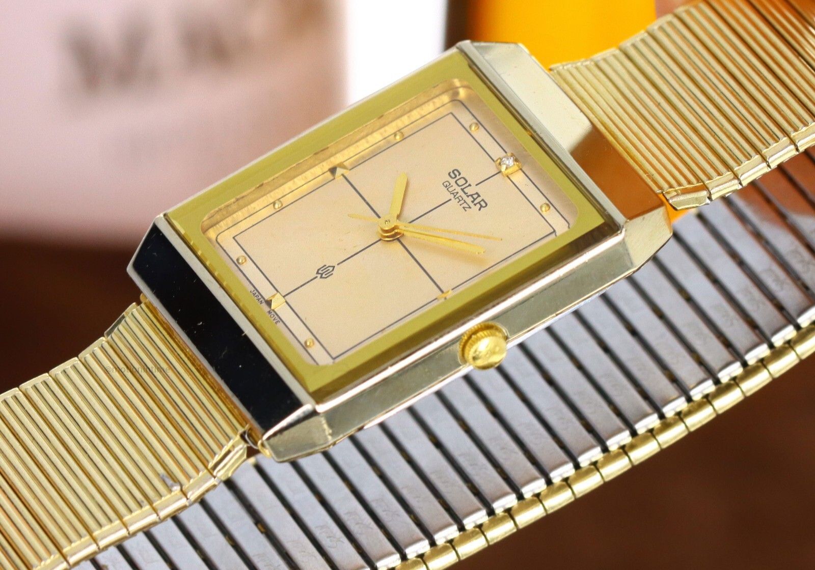 Solar Quartz Rectangular Vintage Circa 1980s, Cha… - image 3