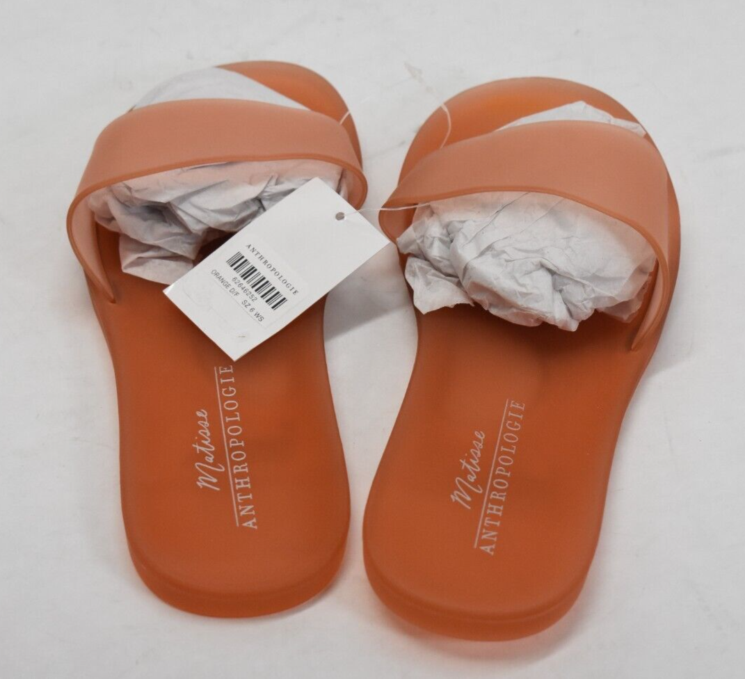 Anthropologie Matisse Sandals Orange Jelly Slide Open Toe Slip On Casual  Size