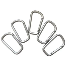 Pack 100 pcs 3" Heavy Duty Carabiner Silver D Clip Key Chain Spring  D Shape
