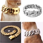 Super Huege 24mm 30mm Curb Cuban Link Dog Chain Collar Stainless Steel Choker