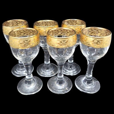 Likörgläser Kristallerie Fratelli Fumo Italien 6 Likör Gläser 24 K Gold Dekor