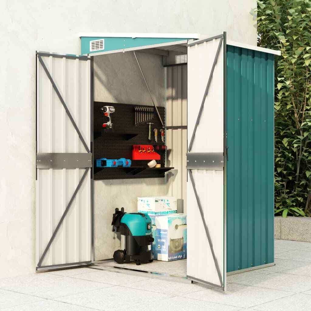 vidaXL Wall-mounted Garden Shed Green 118x100x178 cm Galvanised Steel