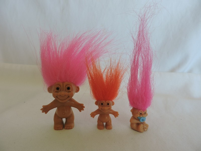 Group of Three Retro Miniature Russ? Troll Dolls