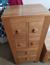 Oak 6 Drawer Tallboy Chest Stand 53x41x118cmH Collection Exeter 