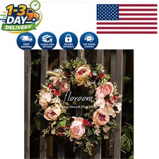 15.5" Vivid Peony Wreath for Spring  Summer - Timeless Front Door Elegance
