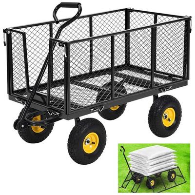 #ad Garden Cart 1100LBS Heavy Duty Steel Yard Garden Wagon with Removable Sides $89.99