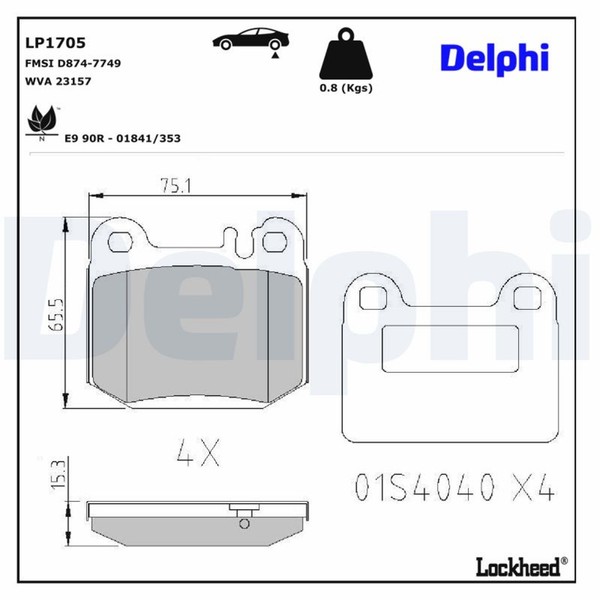 Delphi Bremsbelagsatz Scheibenbremse LP1705 FüR Mercedes Klasse W163 270 CDI 163-image