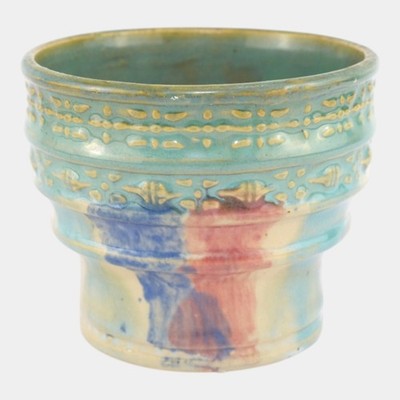 Hull Pottery Early Art Vintage 1920s Blue Stepped Stoneware Jardiniere 536-5