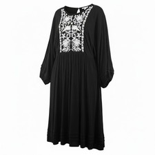 Knox Rose Dress Women S Black Shift Embroidered Birds Casual Boho Loose Western