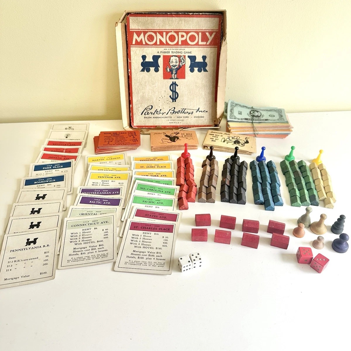 Parker Brothers Monopoly 1940 Year Vintage Manufacture Board