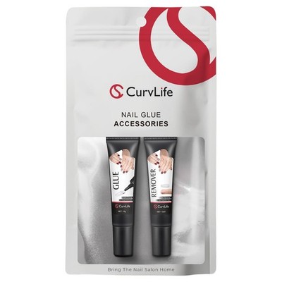 Curvlife Quick Drying 10g Semi Solid Nail Glue Gel with 10ml Remover Clear