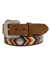 Nocona Western Belt Mens Embroidered Concho 32 Medium Brown N210003644