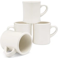 COLETTI Diner Coffee Mugs 4 Pack | 11 oz Cream Retro Heavy Restaurant Cups
