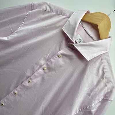ETERNA 1863 Soft Luxury Shirt Mens L Slim Fit Pink Twill Dress Shirt NWT