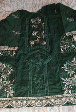 3 piece green chikan kari farshi shalwar Eid suit
