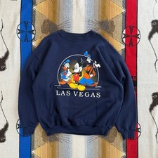 Vintage 90s Disney Mickey Mouse Goofy Donald Vegas Crewneck Sweatshirt Size XL