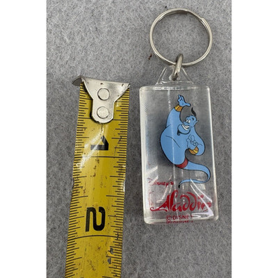 Vintage Disney Aladdin Genie Acrylic Keychain 1.75  Key Fob Clip 90s Y2K Chain