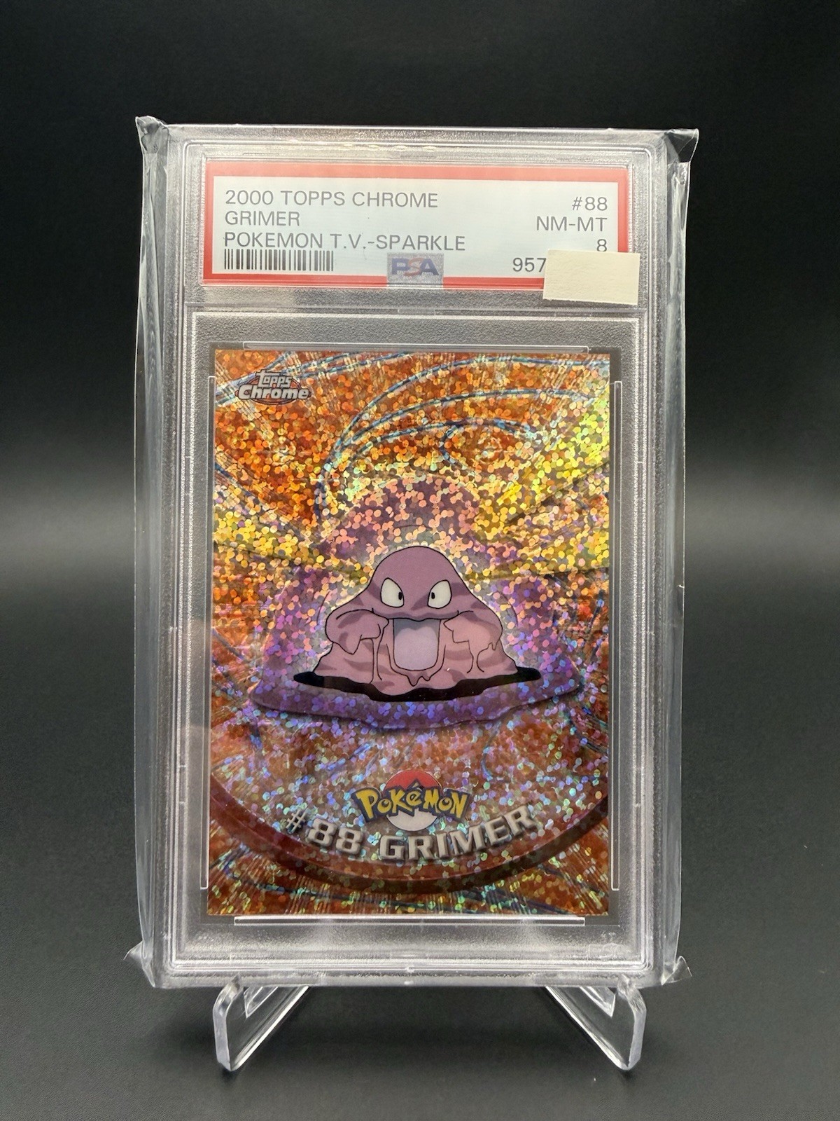 2000 TOPPS CHROME POKEMON T.V. SPARKLE #88 GRIMER PSA 8