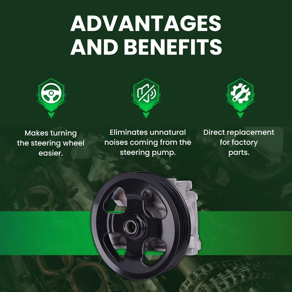 Power Steering Pump w/ Pulley Fit 2007-2012 Mazda CX-7 & 2007 Mazda 6 2.3L - Image 4 of 4