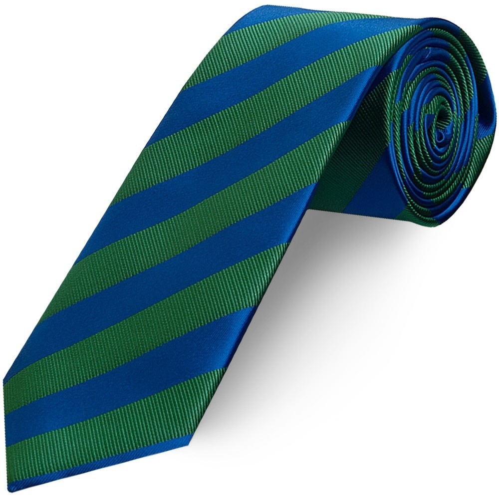 TIES R US Blue and Green Striped Classic Men's Tie Regular Tie Wedding Tie