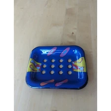 Blue Metal Enameled Soap Dish With Cat Decor