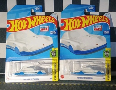 2024 Hot Wheels Experimotors PORSCHE 911 CARRERA - White - Key Chain - Lot of 2