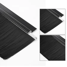 1000x80mm Door Bottom Sweep H-Shape Aluminum Alloy Base 2.36" Black Nylon Brush