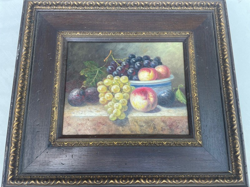 PAINTING STILL LIFE FRUIT SIGNATURE